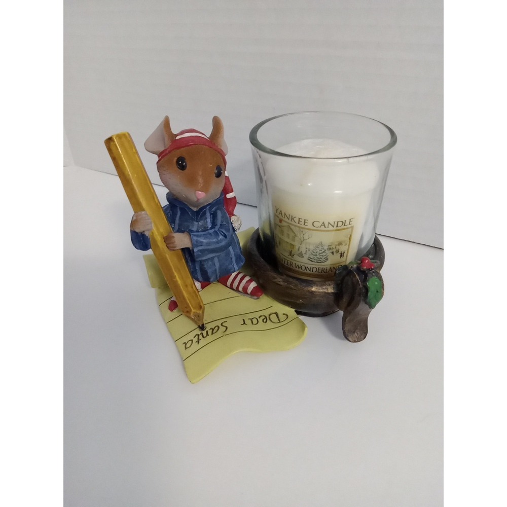 Yankee Candle‎ Mouse Dear Santa Votive Candle Holder With Candle Holiday Ceramic